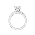 Diamond ring with a white gemstone on a white background