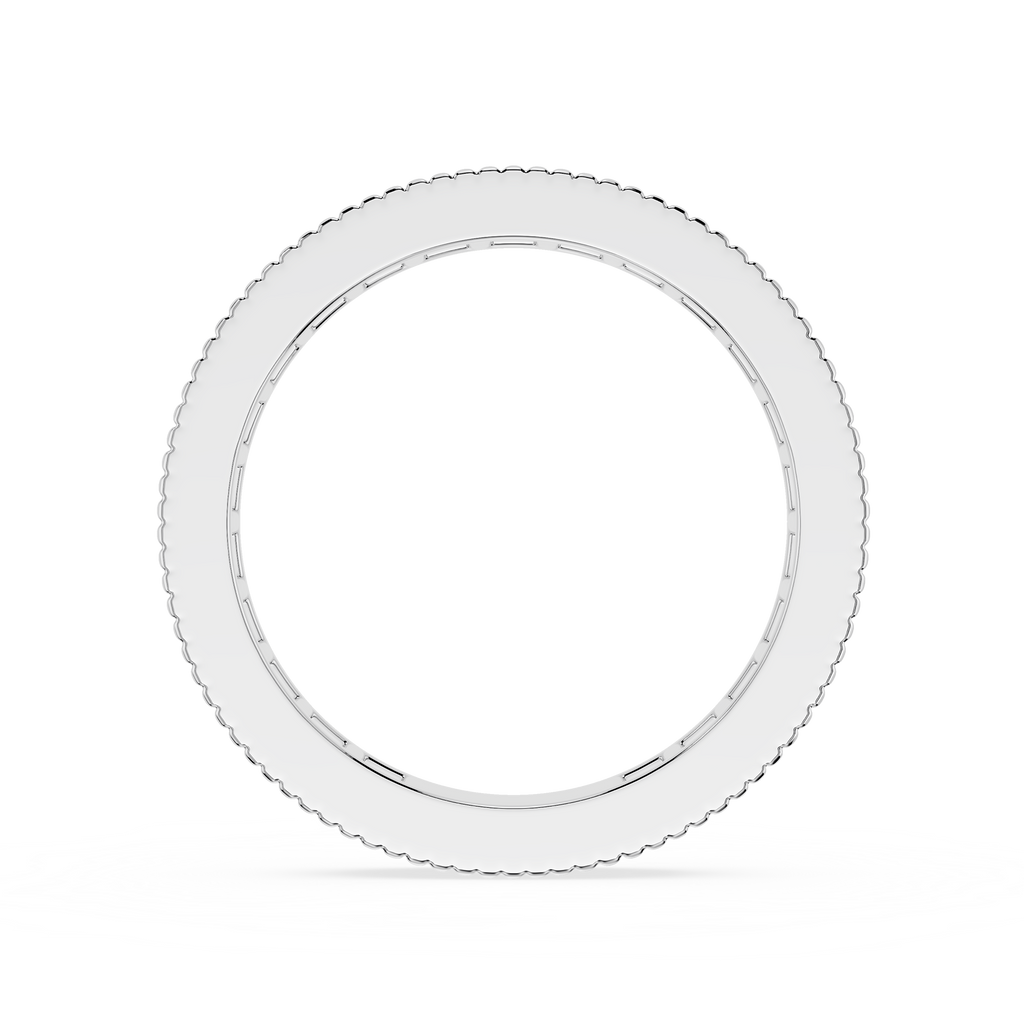 Silver ring with small diamonds on a white background