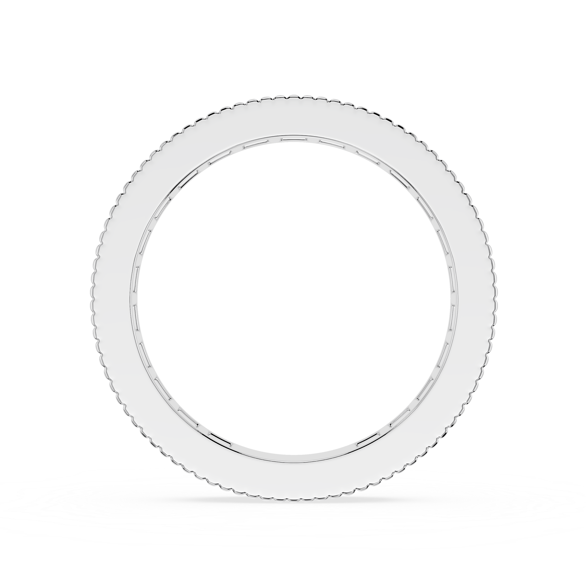 Silver ring with small diamonds on a white background