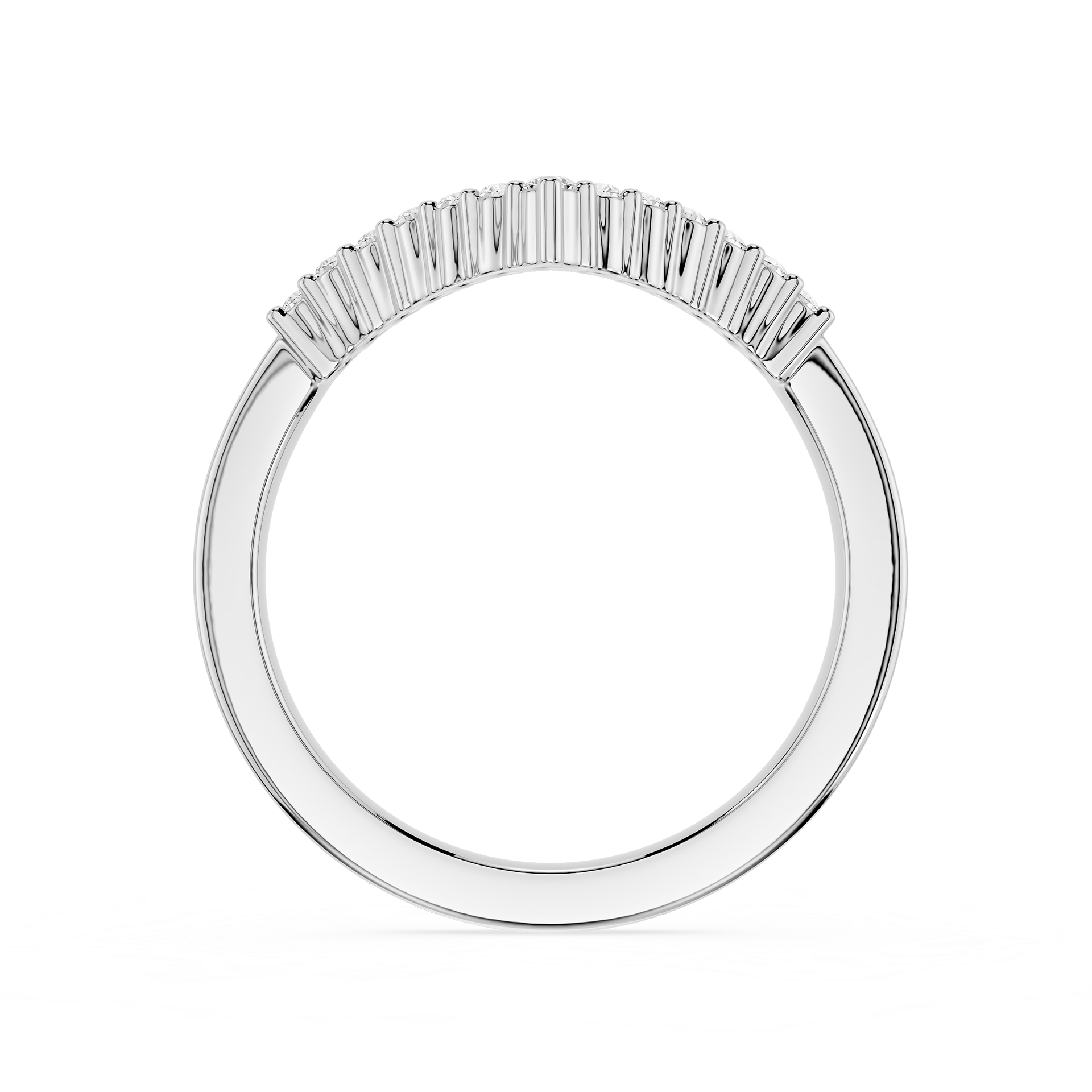 Diamond ring with baguette-cut stones on a white background
