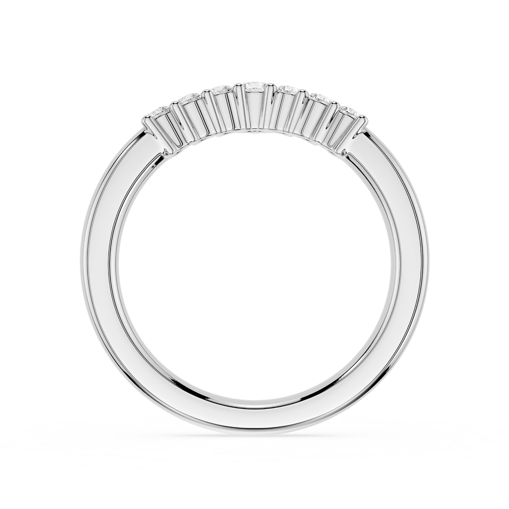 Silver ring with small diamonds on a white background