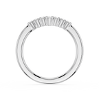 Silver ring with small diamonds on a white background