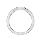 Silver ring with small diamonds on a white background