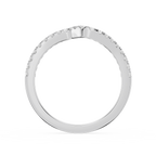 Silver ring with engraved design on a white background