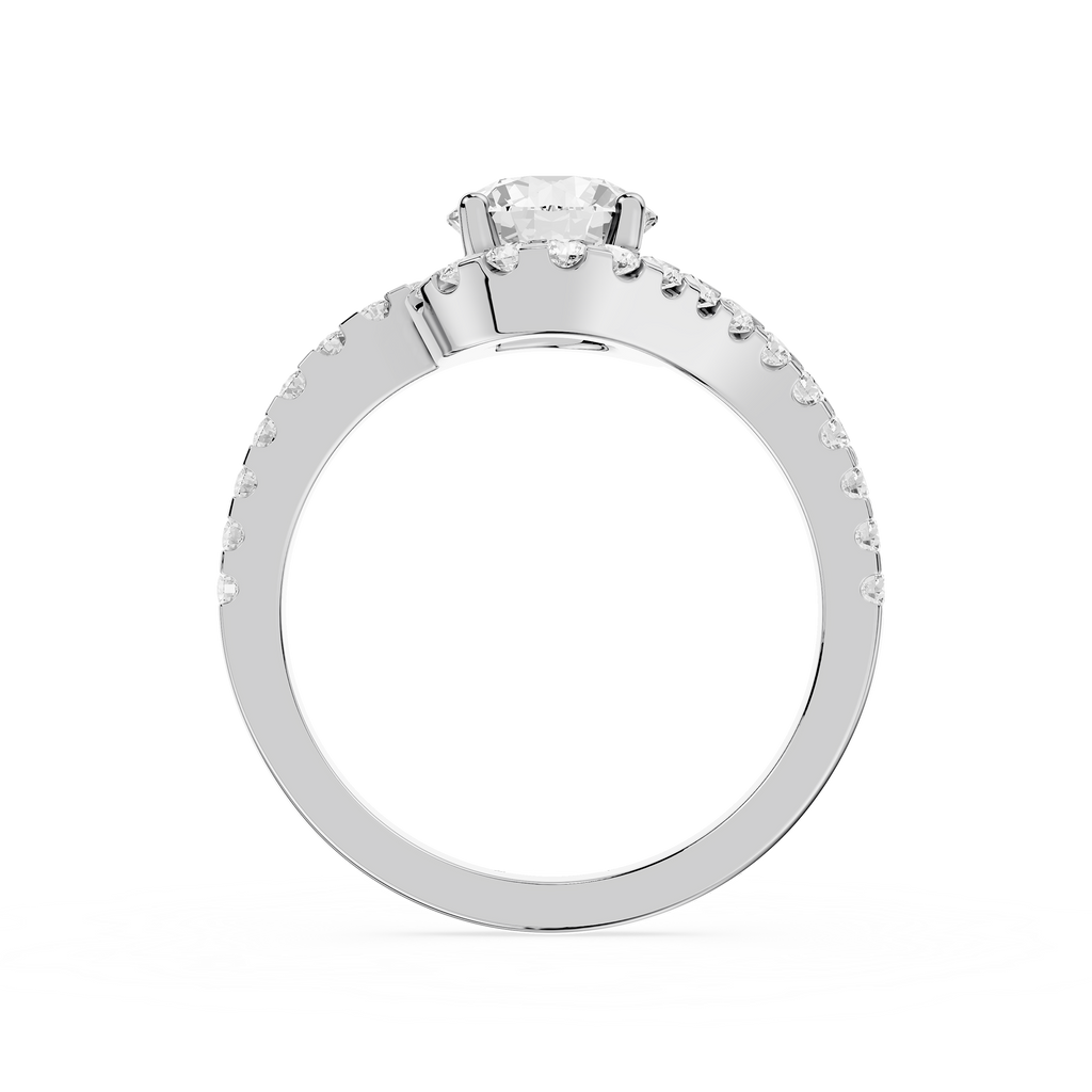 Silver ring with a diamond on a white background