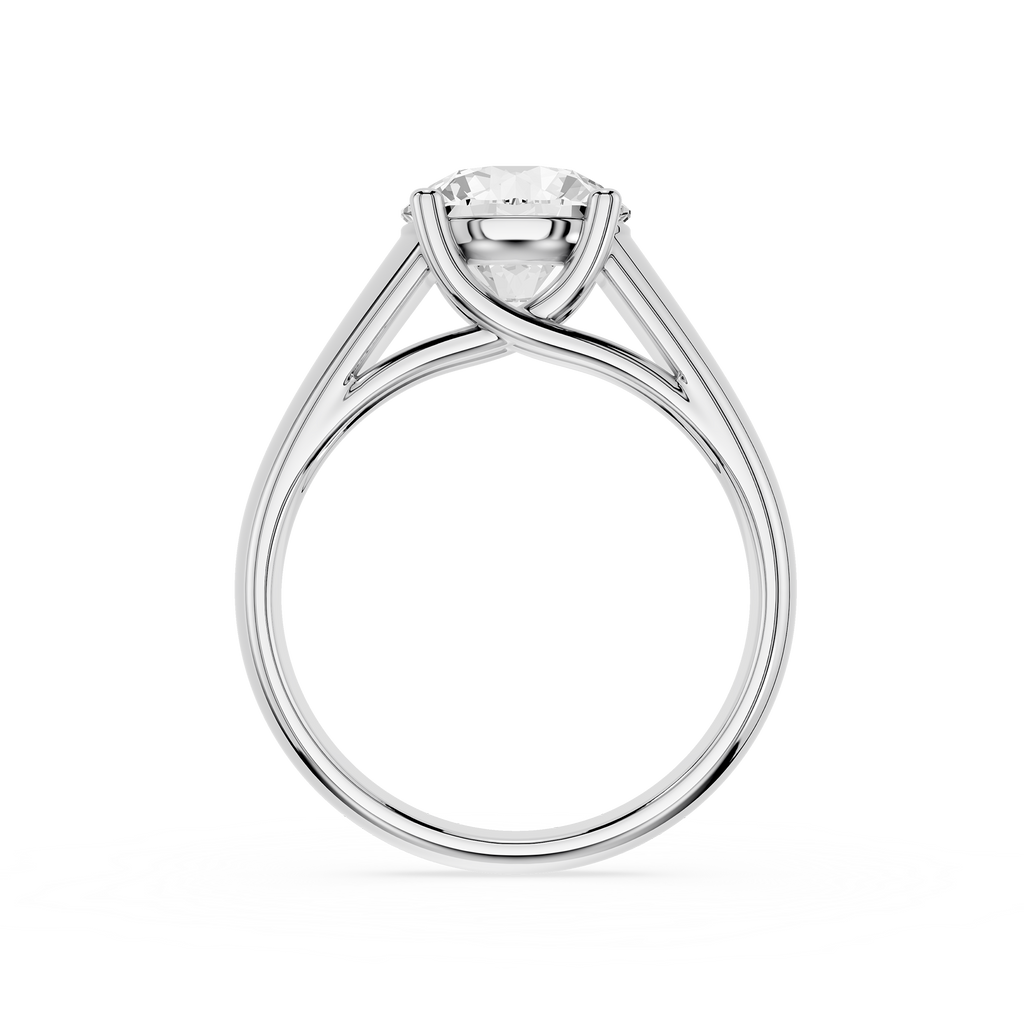 Silver ring with a diamond on a white background