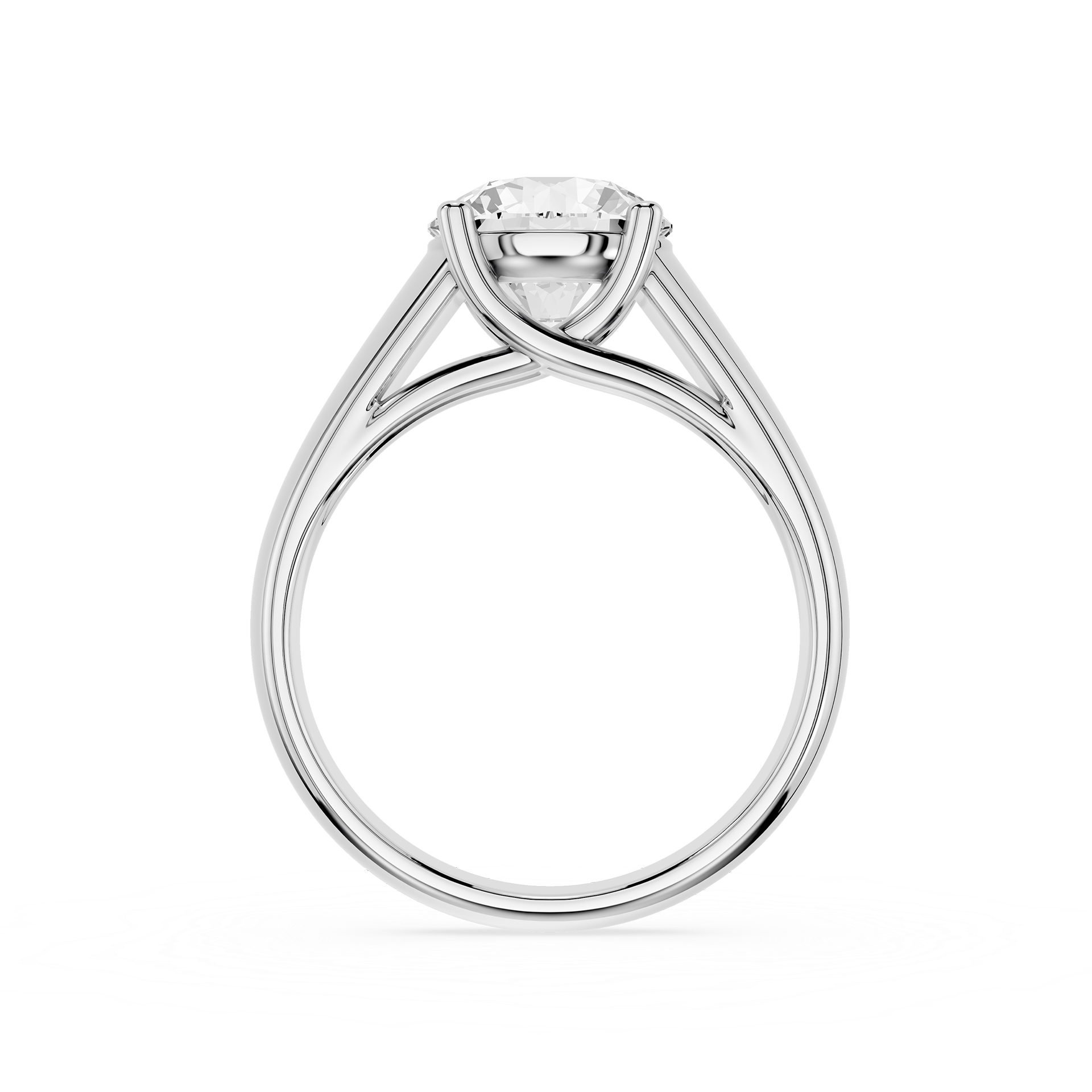 Silver ring with a diamond on a white background
