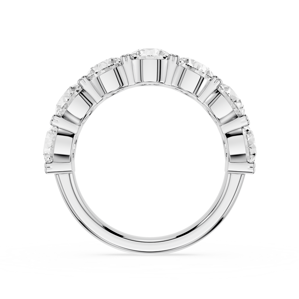 A White gold Seven Stone Round Cut Lab Diamond Half Eternity Wedding Band