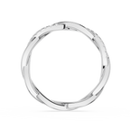 Silver ring with baguette-cut diamonds on a white background