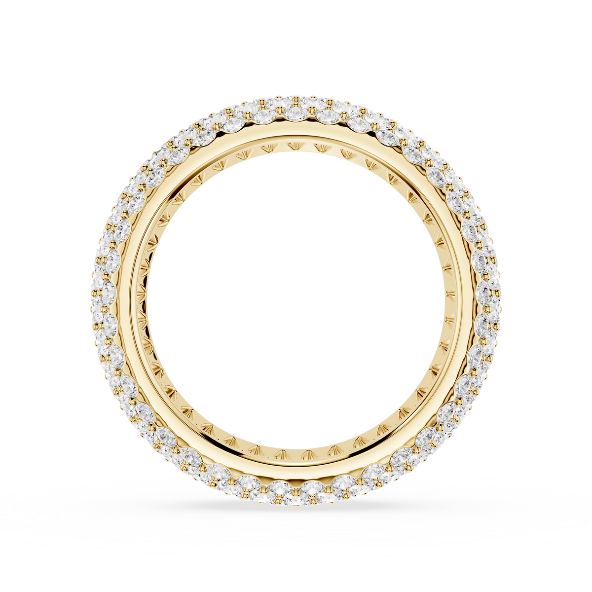 Yellow Gold Wide Five Row Round Lab Diamond Statement Wedding Band
