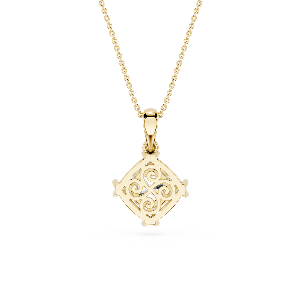 Gold pendant necklace on a white background