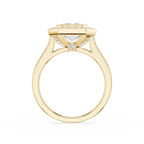 Gold ring with a diamond on a white background
