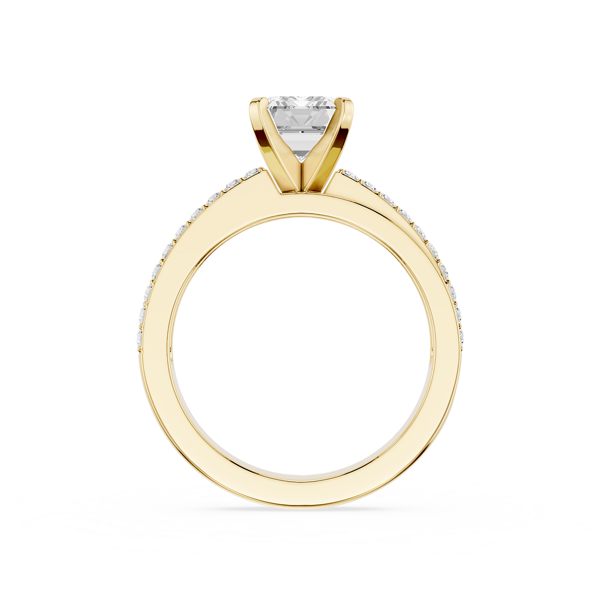 Yellow Gold Emerald Cut Lab Grown Diamond Twisted Band Engagement Ring