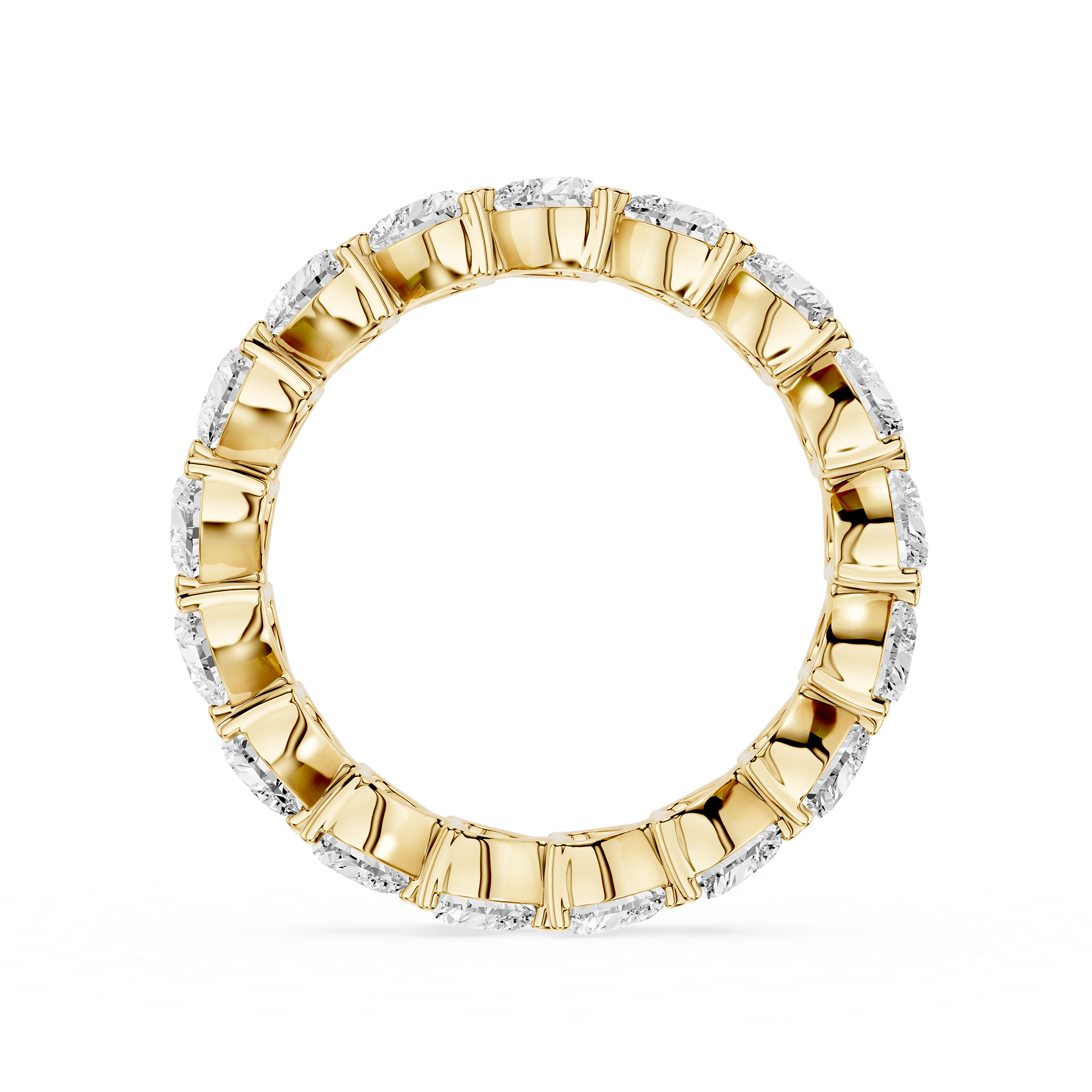 Gold ring with diamond accents on a white background