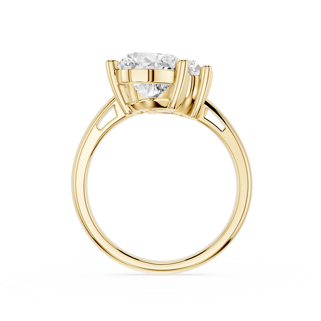 Rose gold solitaire engagement ring with a round brilliant-cut diamond center stone, shown on a clean white background.