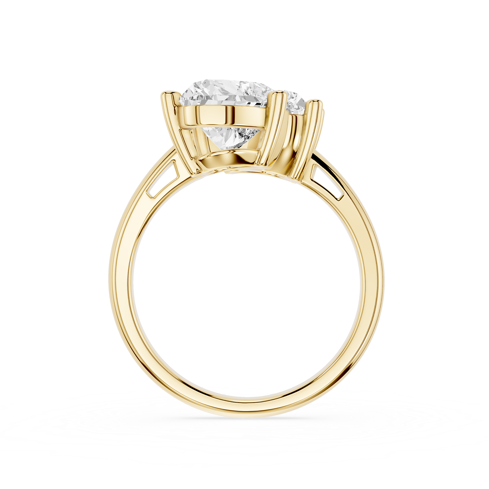 Rose gold solitaire engagement ring with a round brilliant-cut diamond center stone, shown on a clean white background.