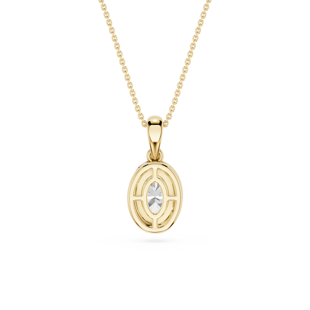 Gold pendant necklace on a white background
