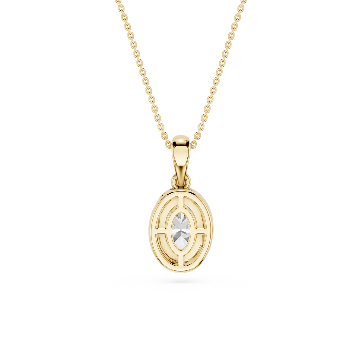 Gold pendant necklace on a white background
