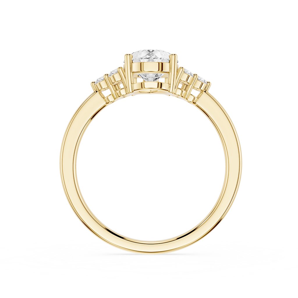Yellow Gold Nature Inspired Pear Cut Lab Grown Diamond Engagement Ring