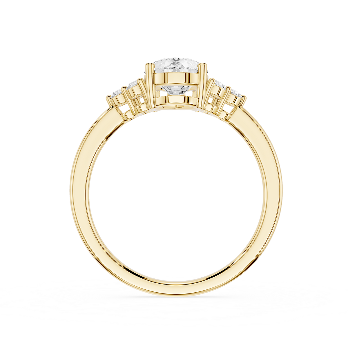 Yellow Gold Nature Inspired Pear Cut Lab Grown Diamond Engagement Ring