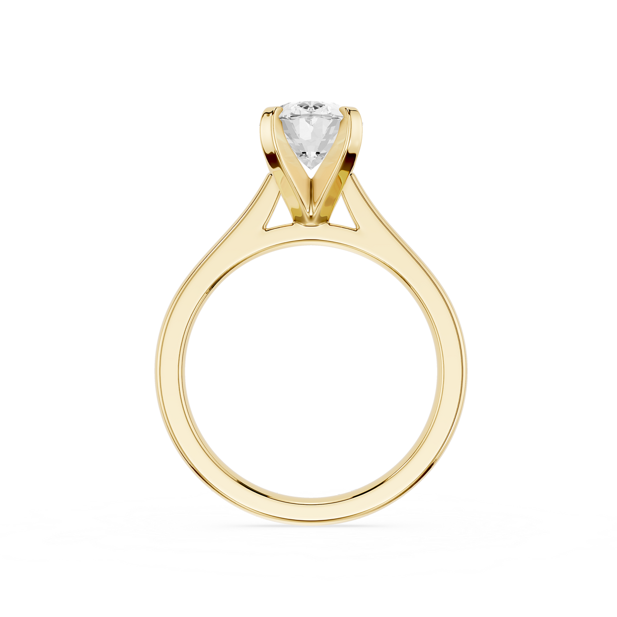 Yellow Gold Oval Cut Cathedral Solitaire Lab Diamond Engagement Ring