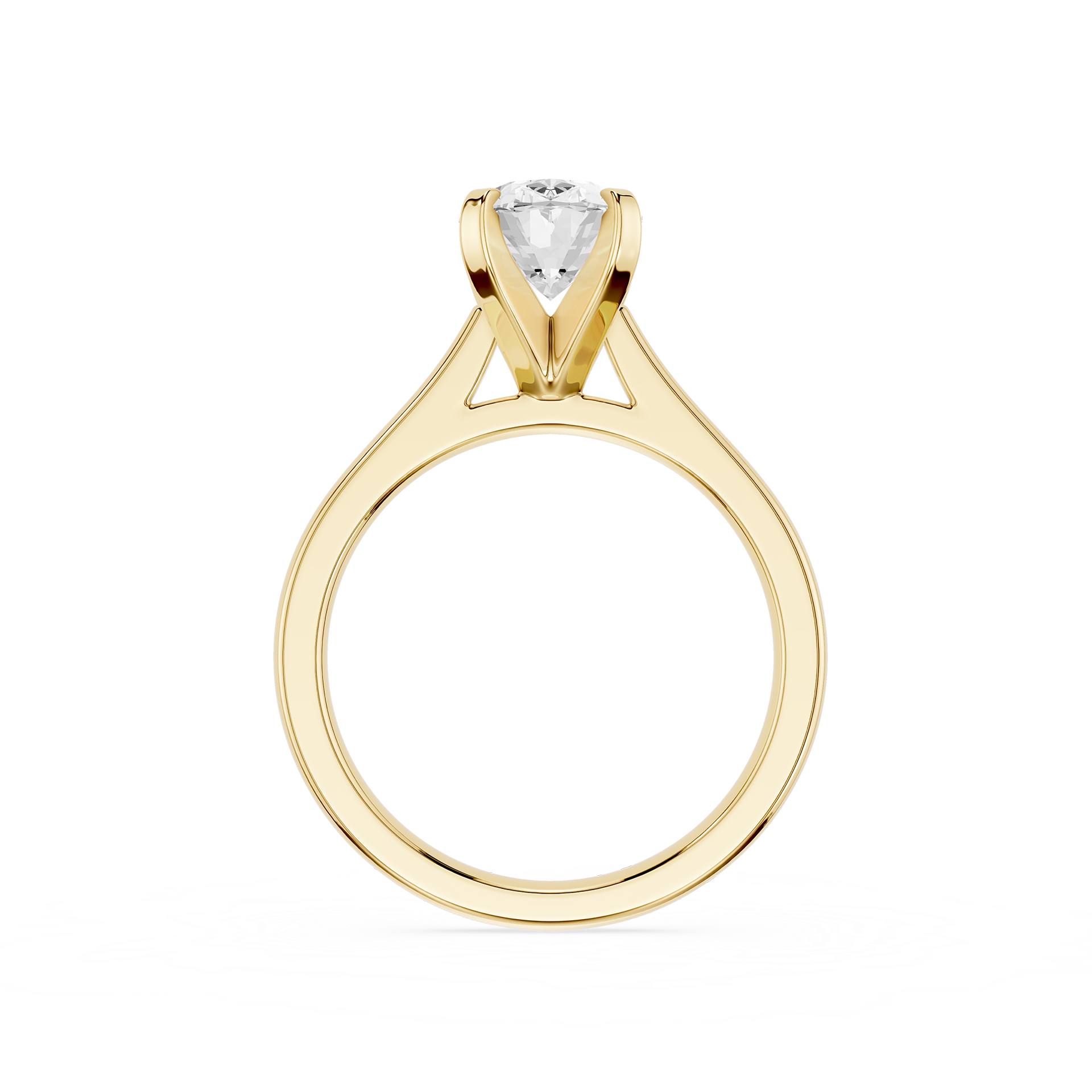 Gold ring with a diamond on a white background
