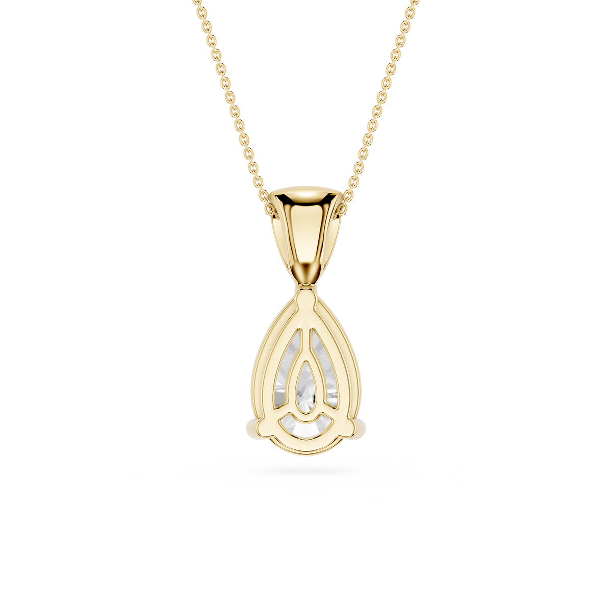 Gold pendant necklace on a white background