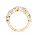 An open yellow gold crossover ring displays opposing pear shaped lab diamonds framed by prong set oval side stones
mvp:YG:03