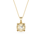 Gold pendant necklace on a white background