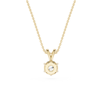 Gold necklace with a pendant on a white background