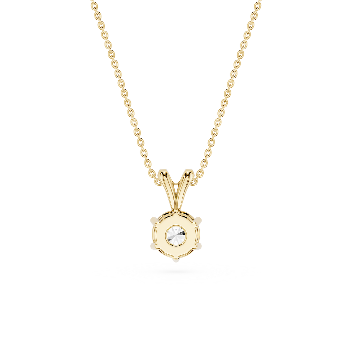 Gold necklace with a pendant on a white background