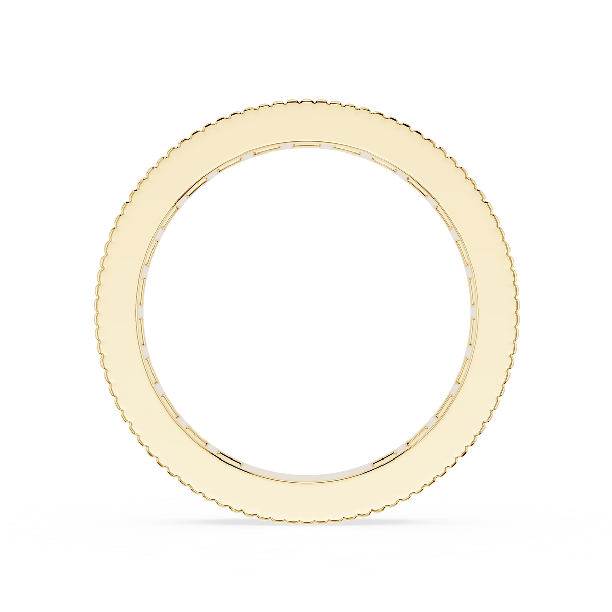 Yellow Gold Round Cut Lab Grown Diamond Milgrain Eternity Wedding Band