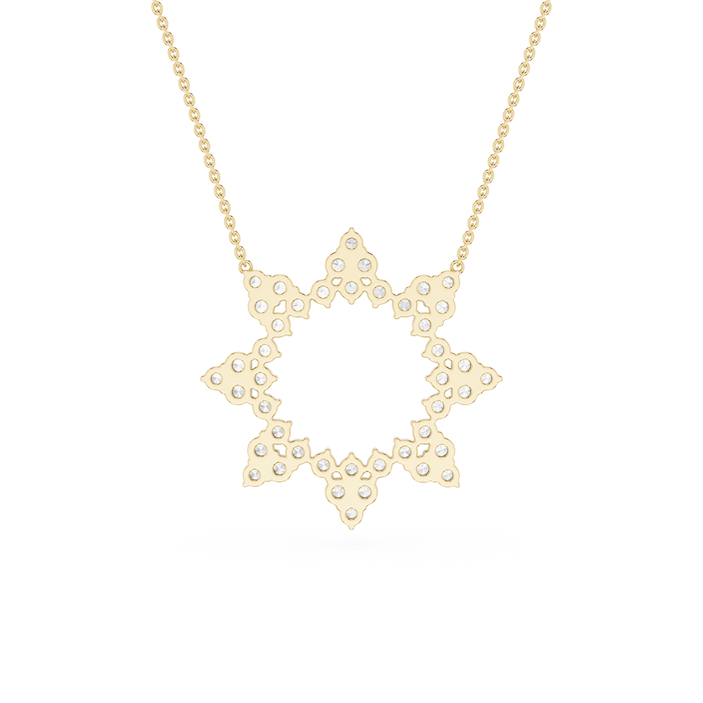 Gold necklace with a star-shaped pendant on a white background