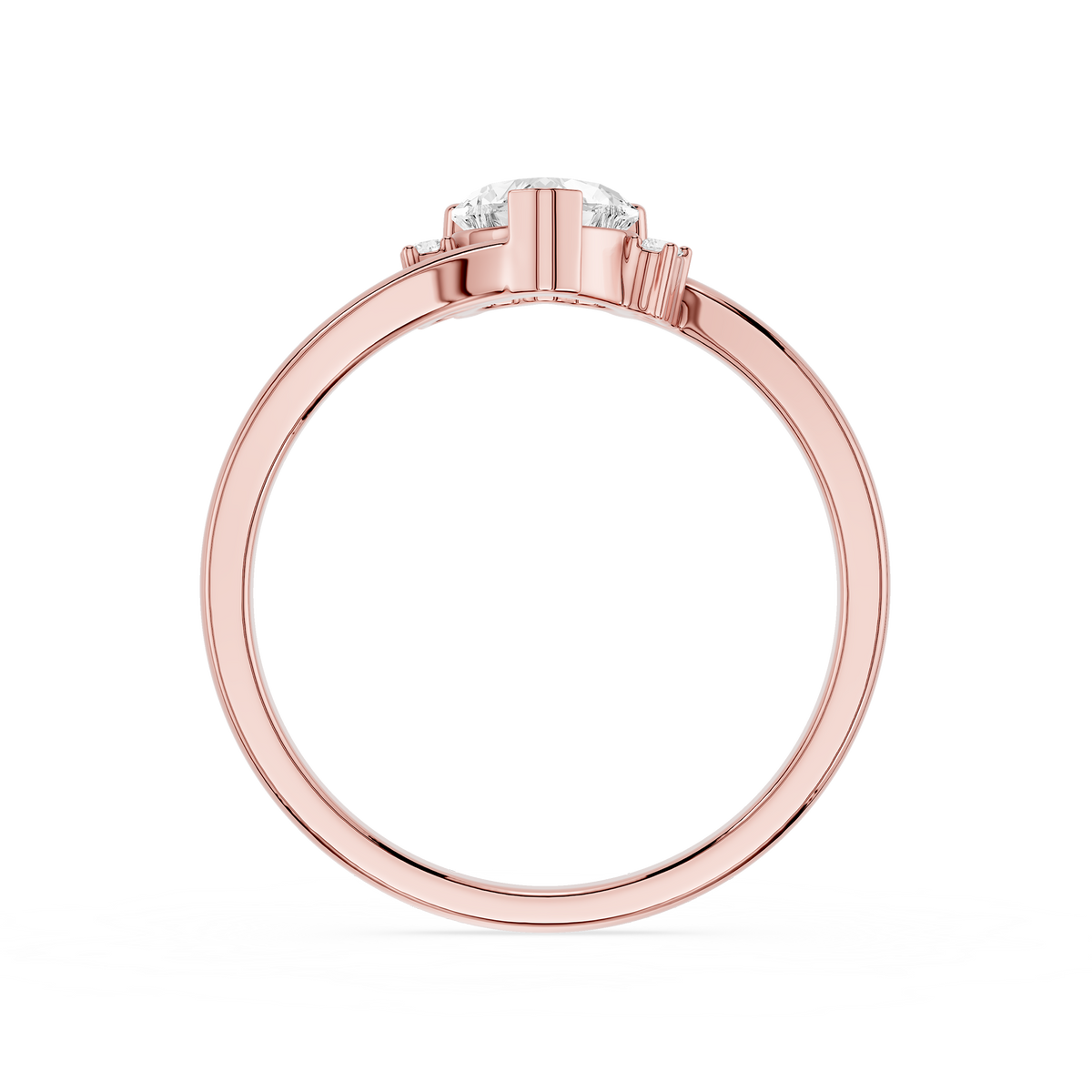 Rose gold 0.5 Ct Heart Cut Lab Diamond Bypass Engagement Ring for Women