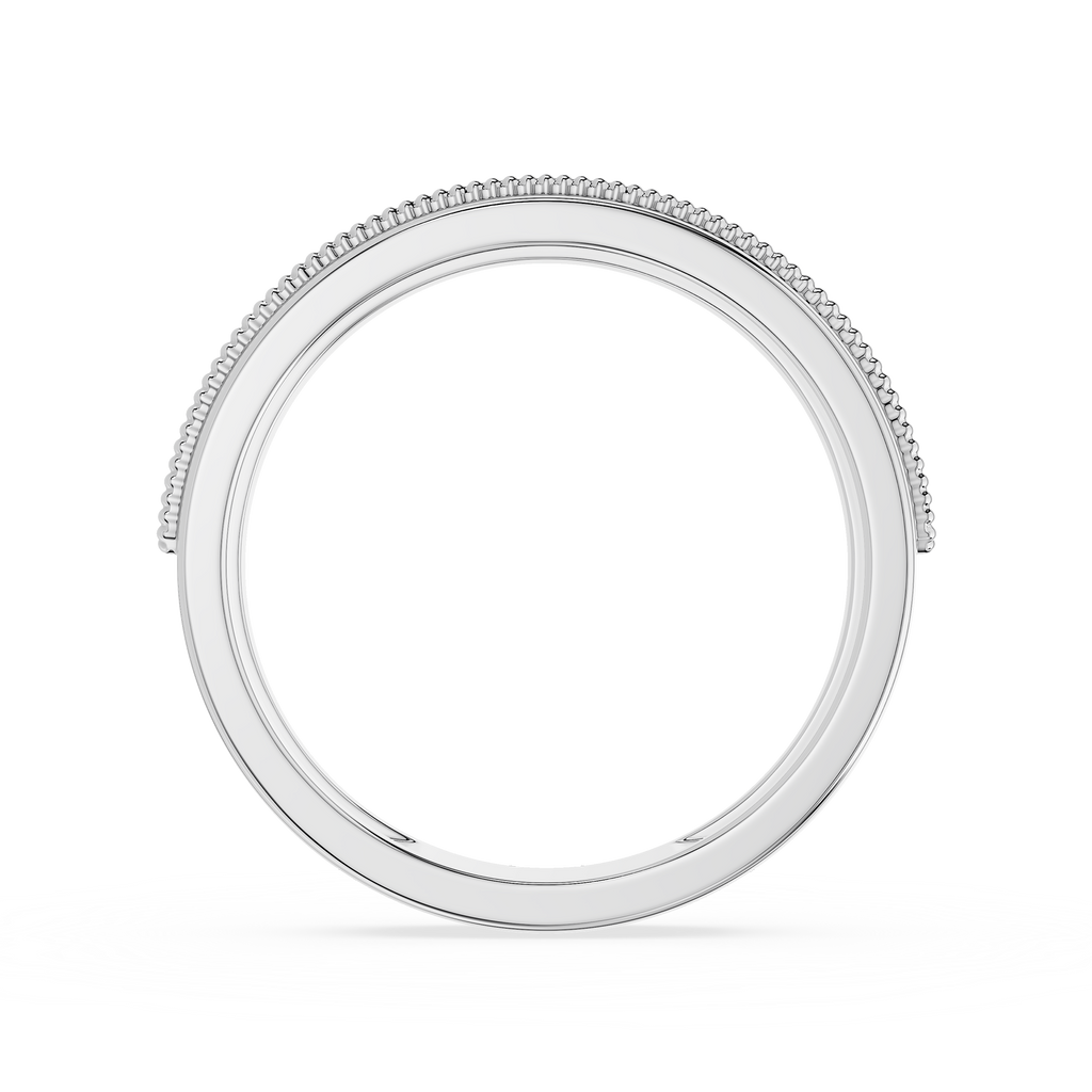 Silver ring with small stones on a white background