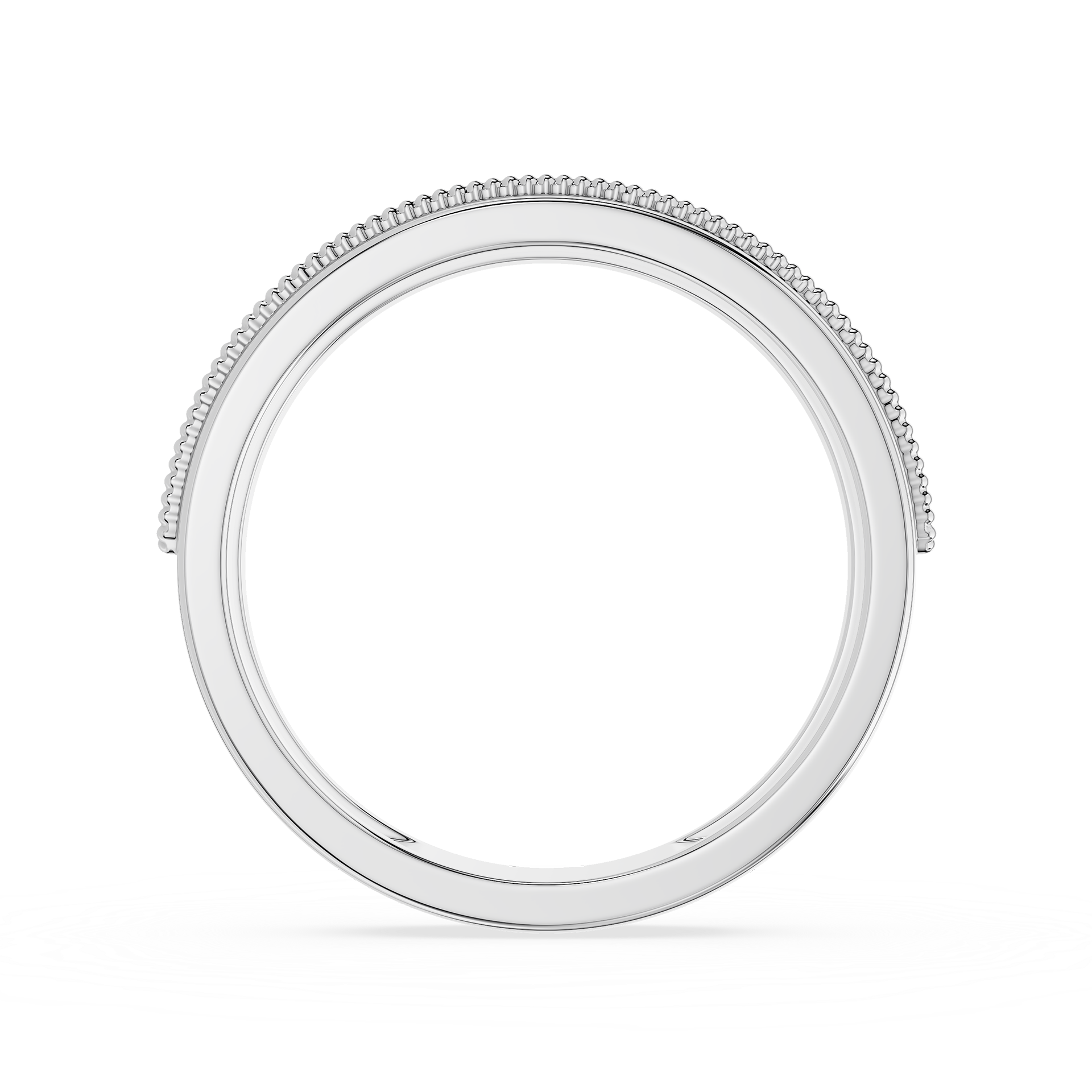 Silver ring with small stones on a white background