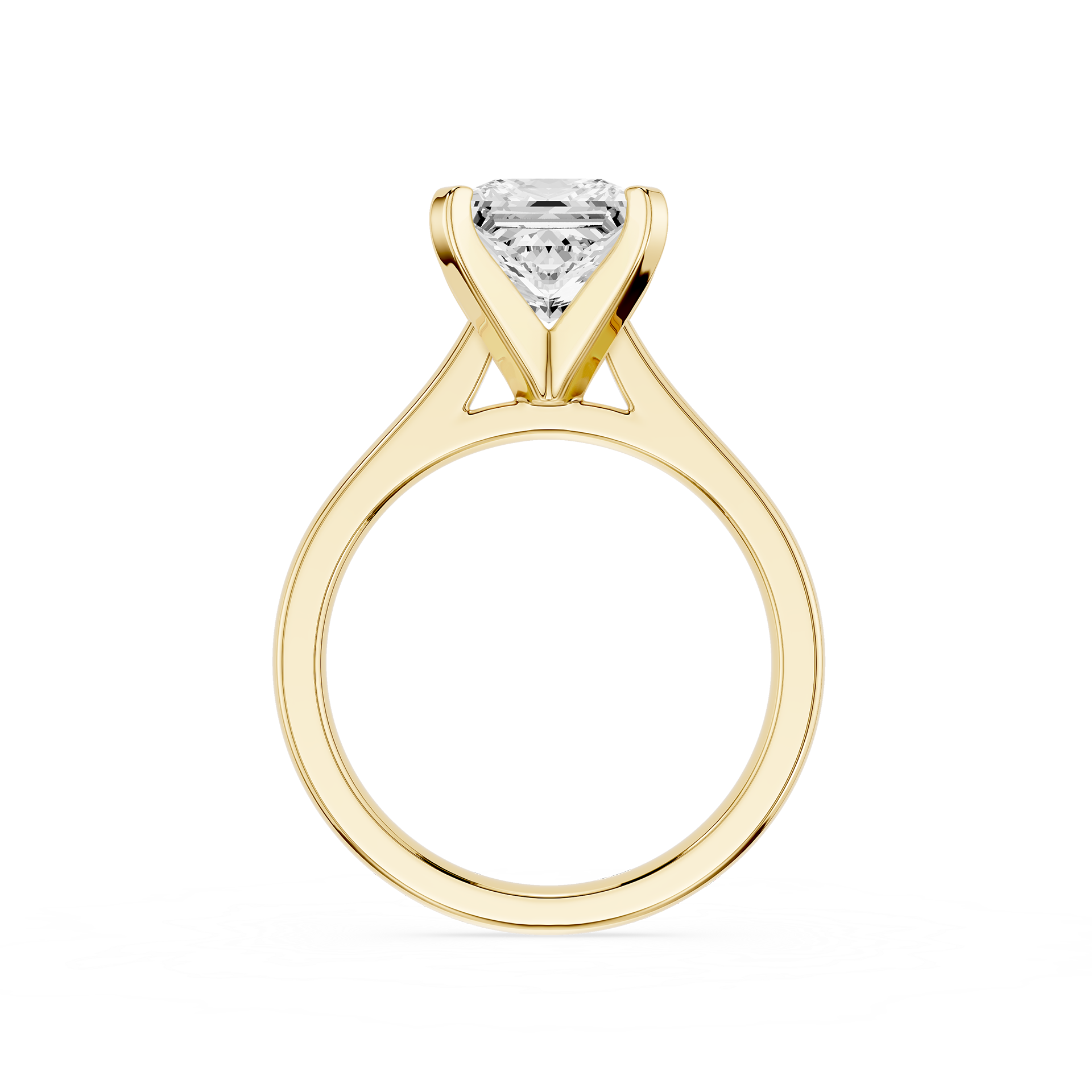 Gold ring with a diamond on a white background