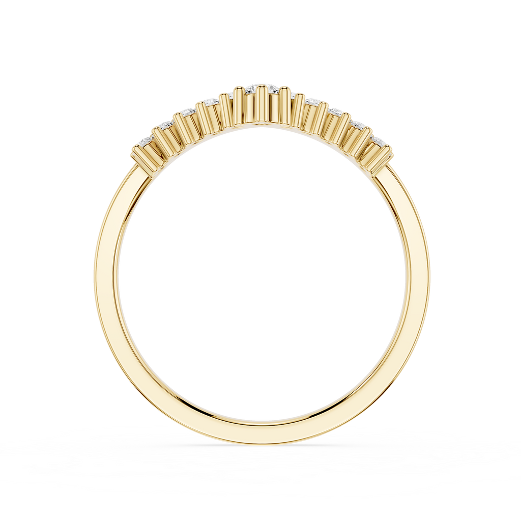 Gold ring with small diamonds on a white background
