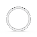 Silver ring with small diamonds on a white background
