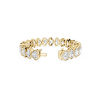 Yellow Gold Heart Cut Lab Grown Diamond Tennis Bracelet with Secure Clasp