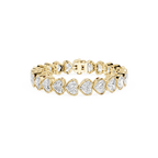 Heart Shape Lab Grown Diamond Tennis Bracelet in Yellow Gold Front View