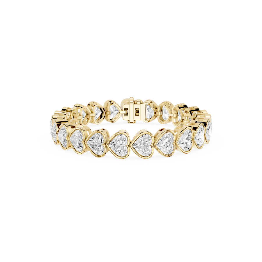 Bezel Set Heart Cut Lab Grown Diamond Tennis Bracelet