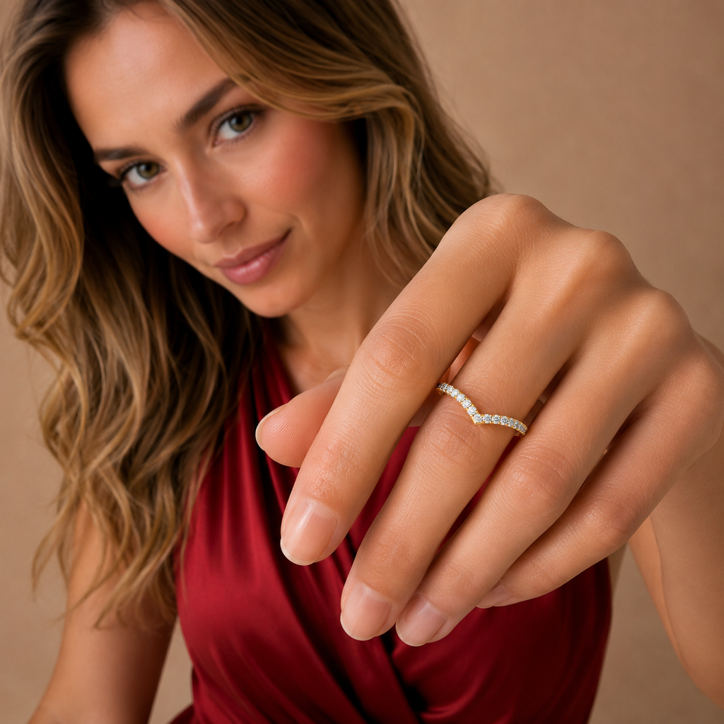 Chevron Lab Grown Diamond Wedding Band