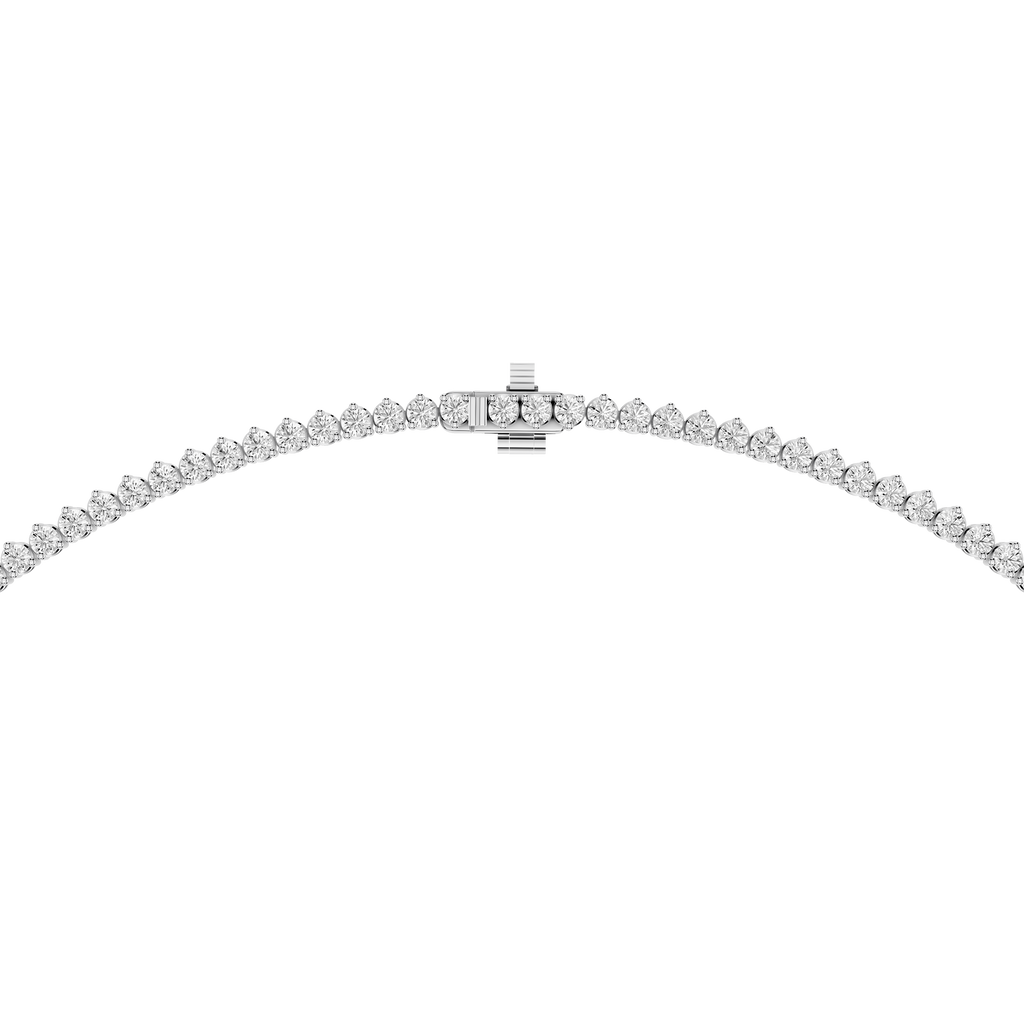 Round Cut Lab Grown Diamond Tennis Necklace Clasp Detail in White Gold