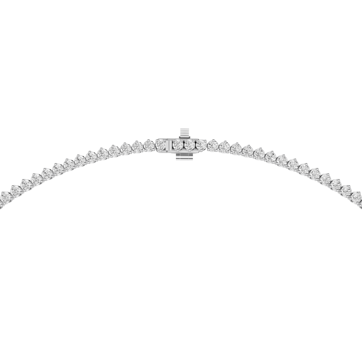 Round Cut Lab Grown Diamond Tennis Necklace Clasp Detail in White Gold