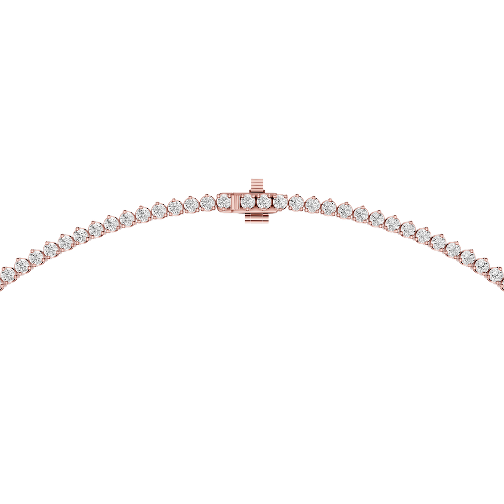 Round Cut Lab Grown Diamond Tennis Necklace Clasp Detail in Rose Gold