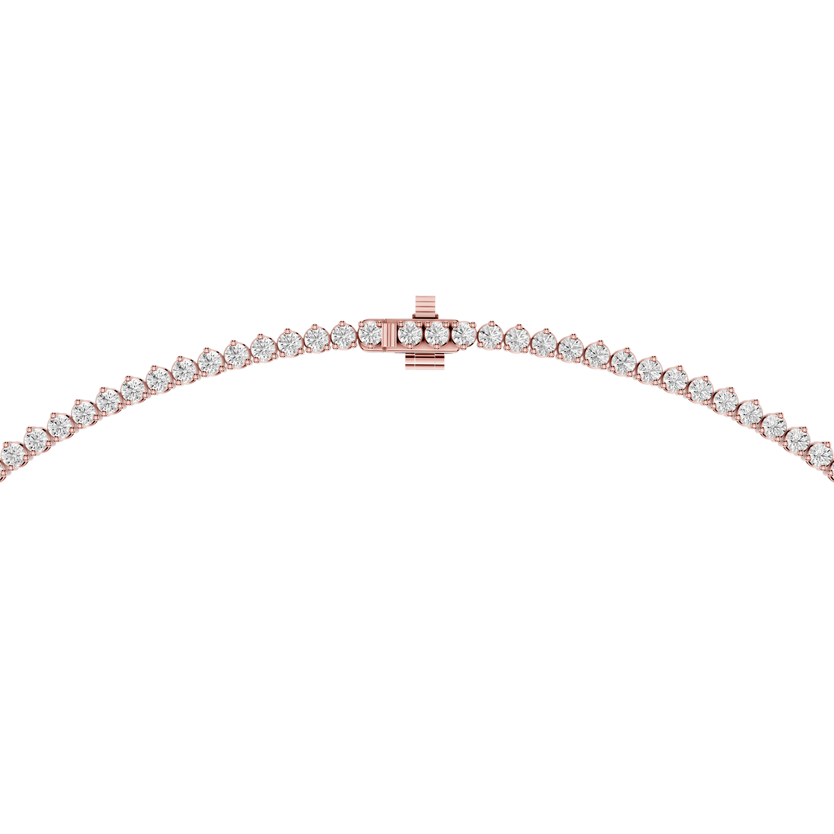 Round Cut Lab Grown Diamond Tennis Necklace Clasp Detail in Rose Gold
