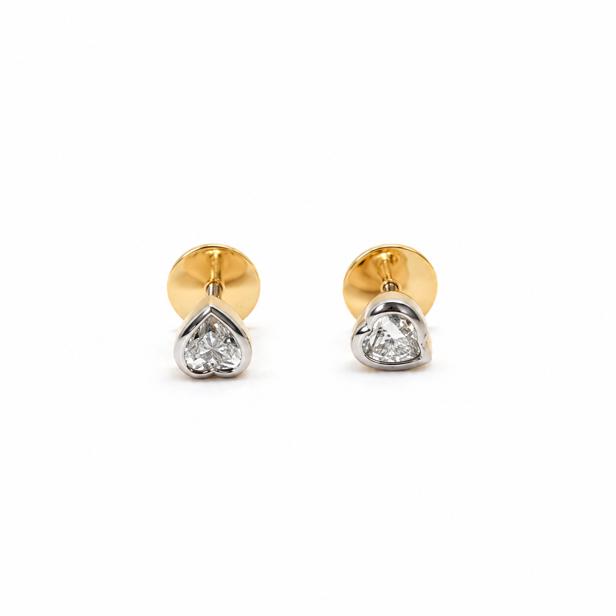 0.5 Carat Heart Cut Lab Grown Diamond Bezel Tiny Stud Earrings