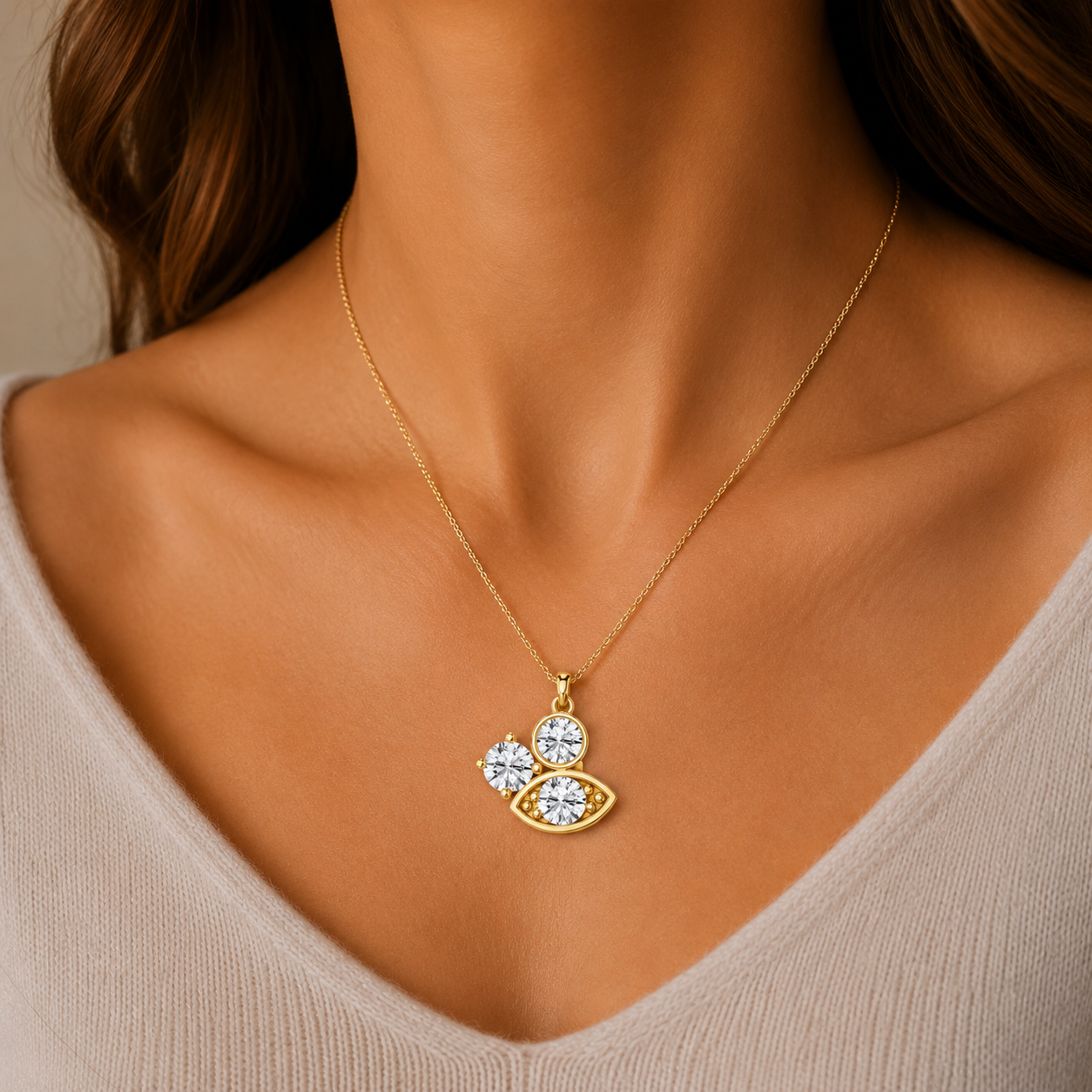 Lab Grown Diamond Evil Eye Pendant