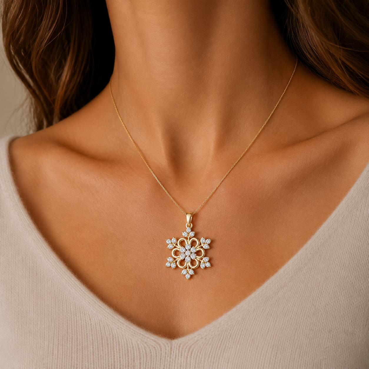 Lab Grown Diamond Floral Pendant for Women